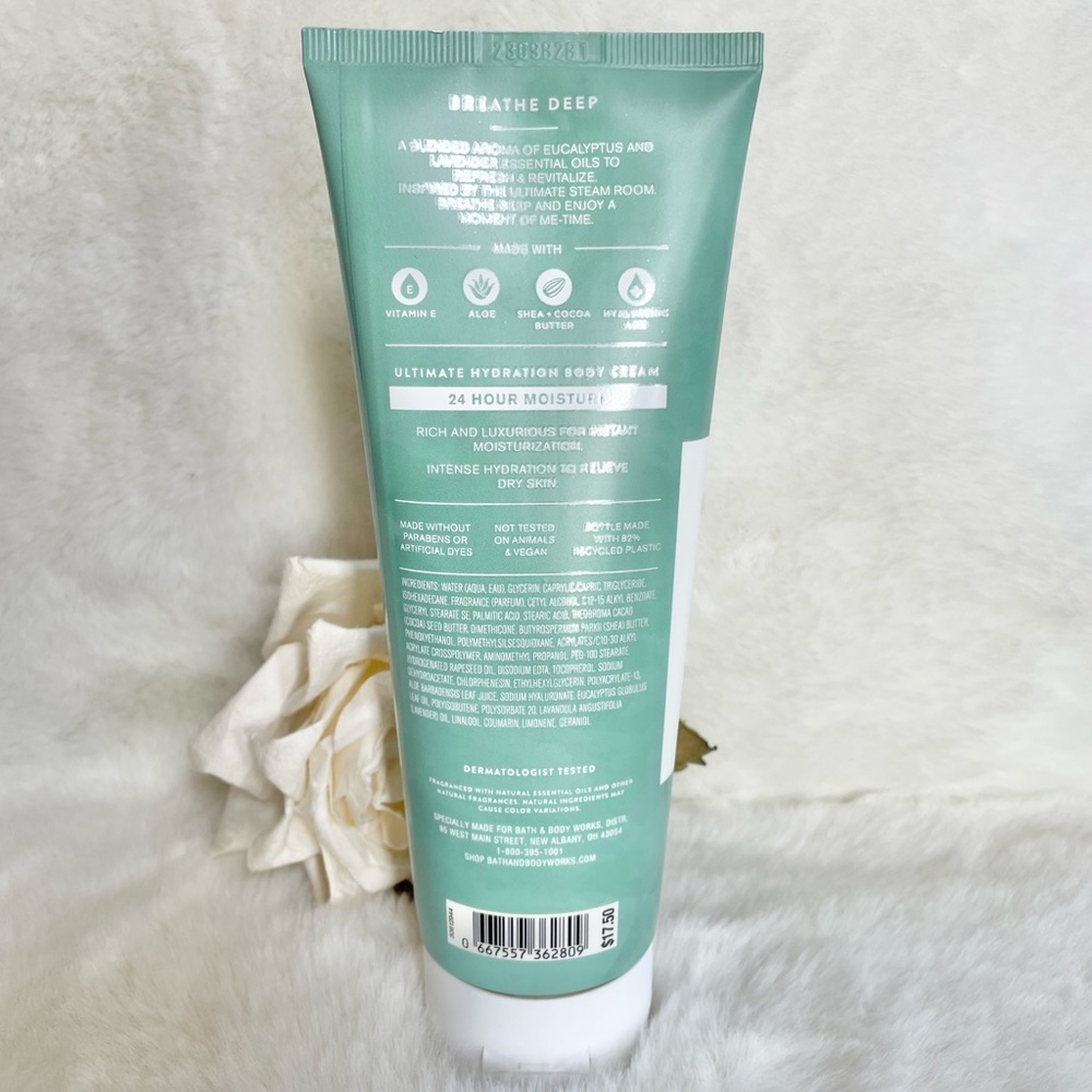 New w/tags BATH & BODY WORKS AROMA BREATHE DEEP EUCALYPTUS & LAVENDER BODY CREAM - Picture 2 of 3